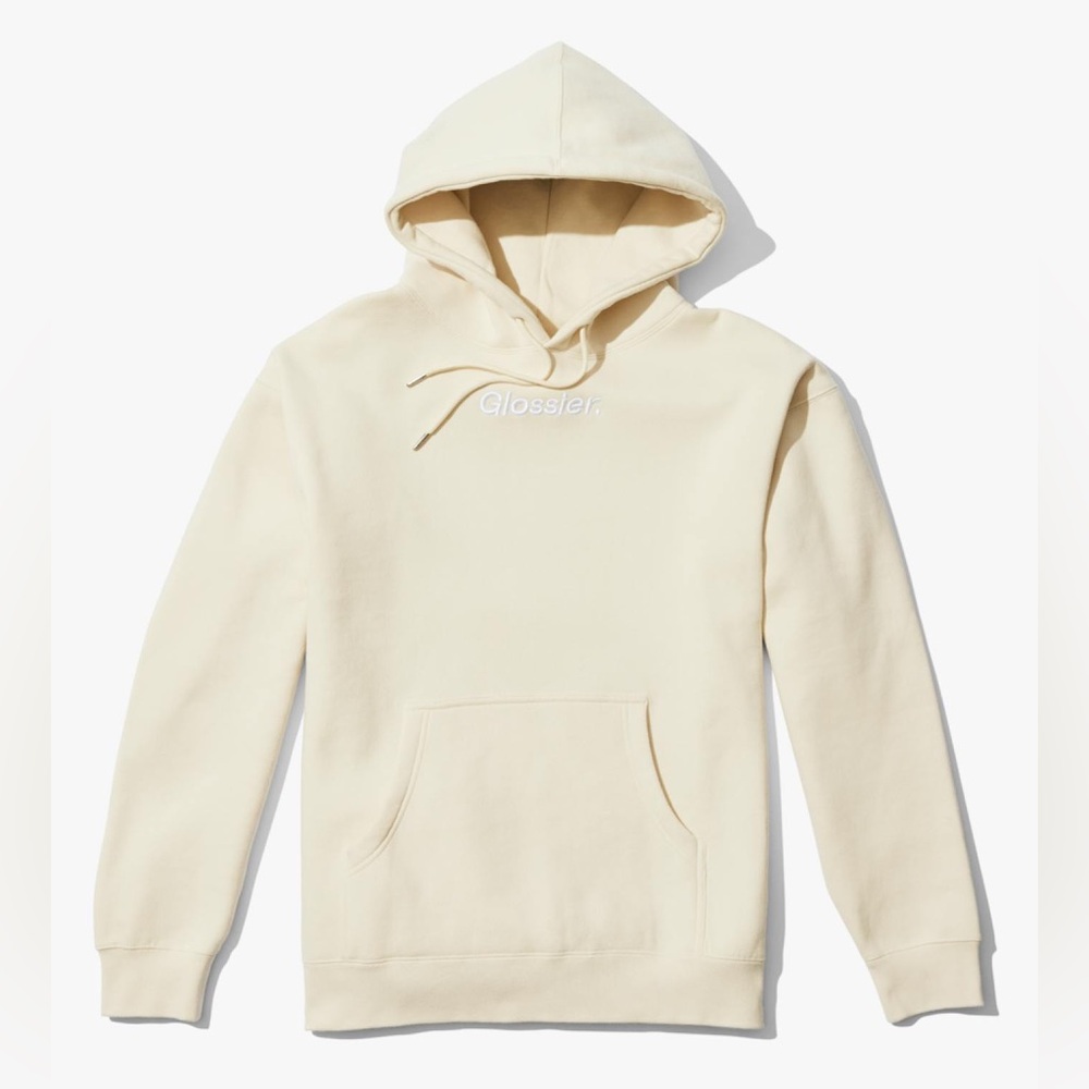 NWT Glossier Limited Edition Embroidered Cream Hoodie